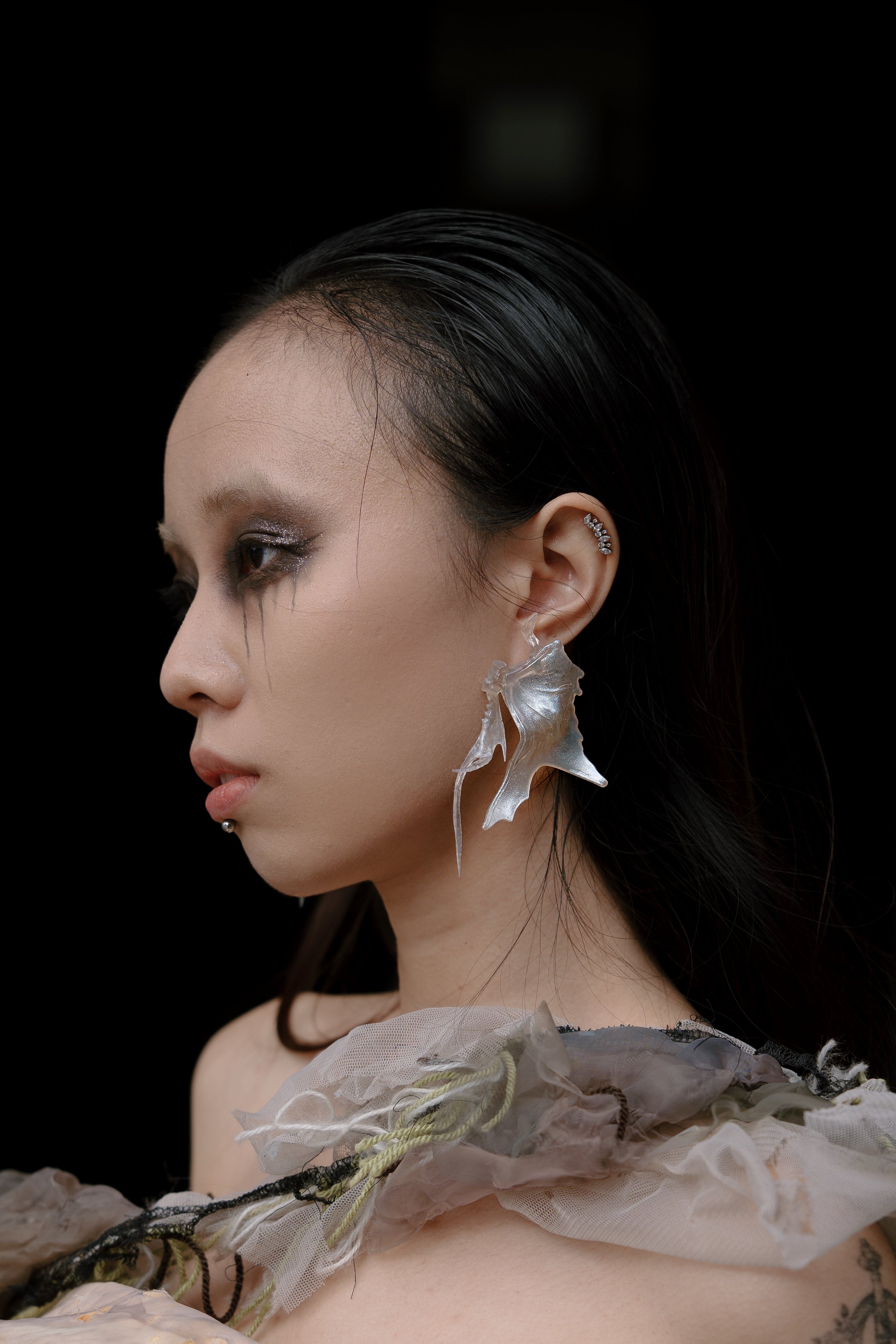 SkateFish Earrings I  – Lunar White