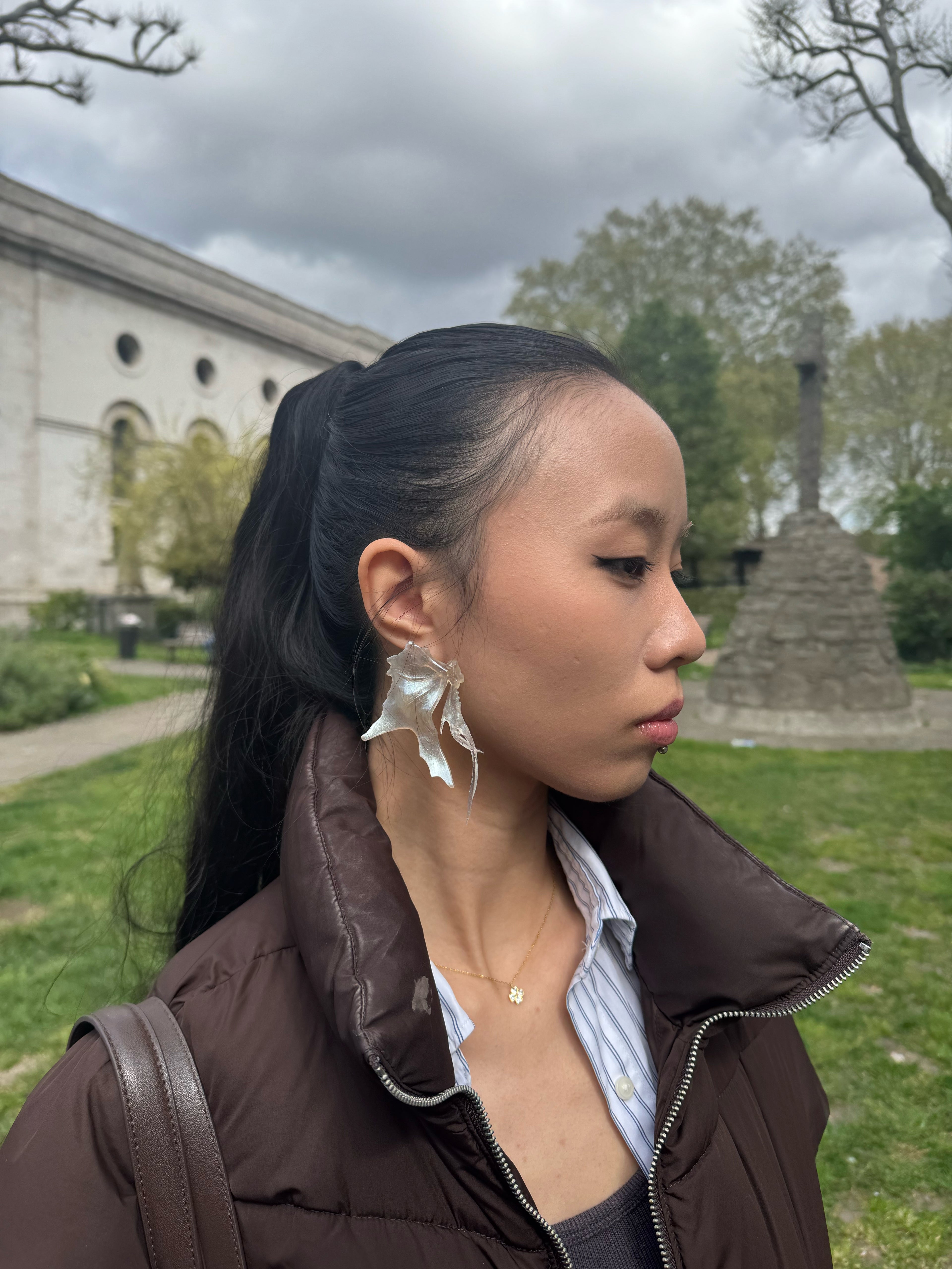 SkateFish Earrings I  – Lunar White