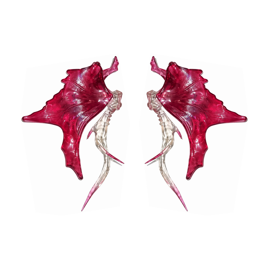 SkateFish Earrings I  – Plum Red